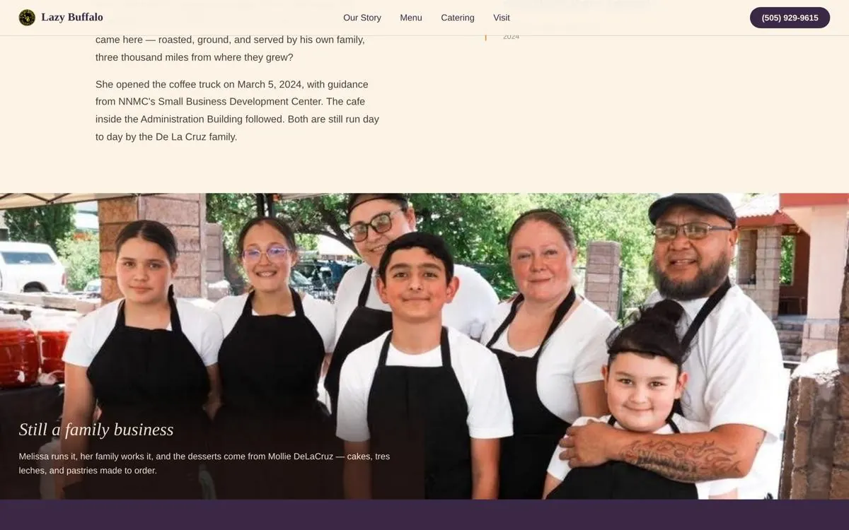 The Lazy Buffalo Trading Co. website, section 1