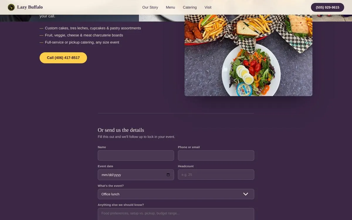 The Lazy Buffalo Trading Co. website, section 4