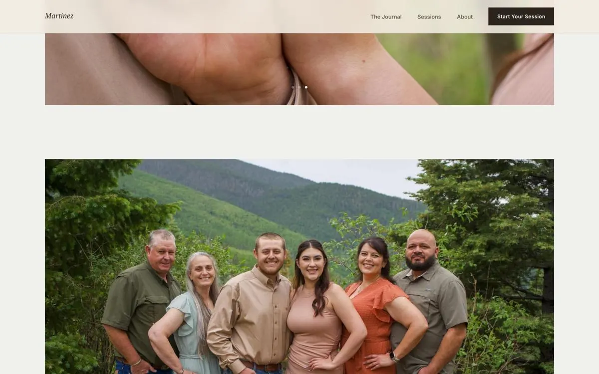 Martinez Photography website, section 3