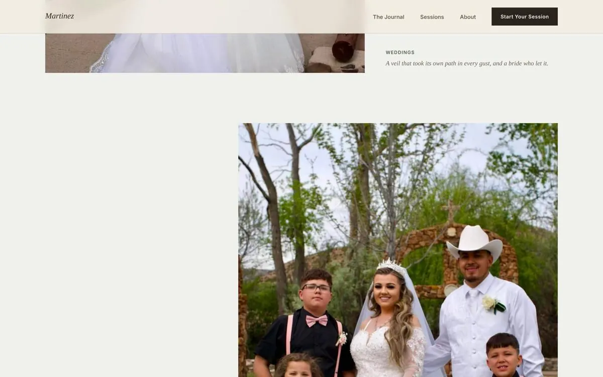 Martinez Photography website, section 4
