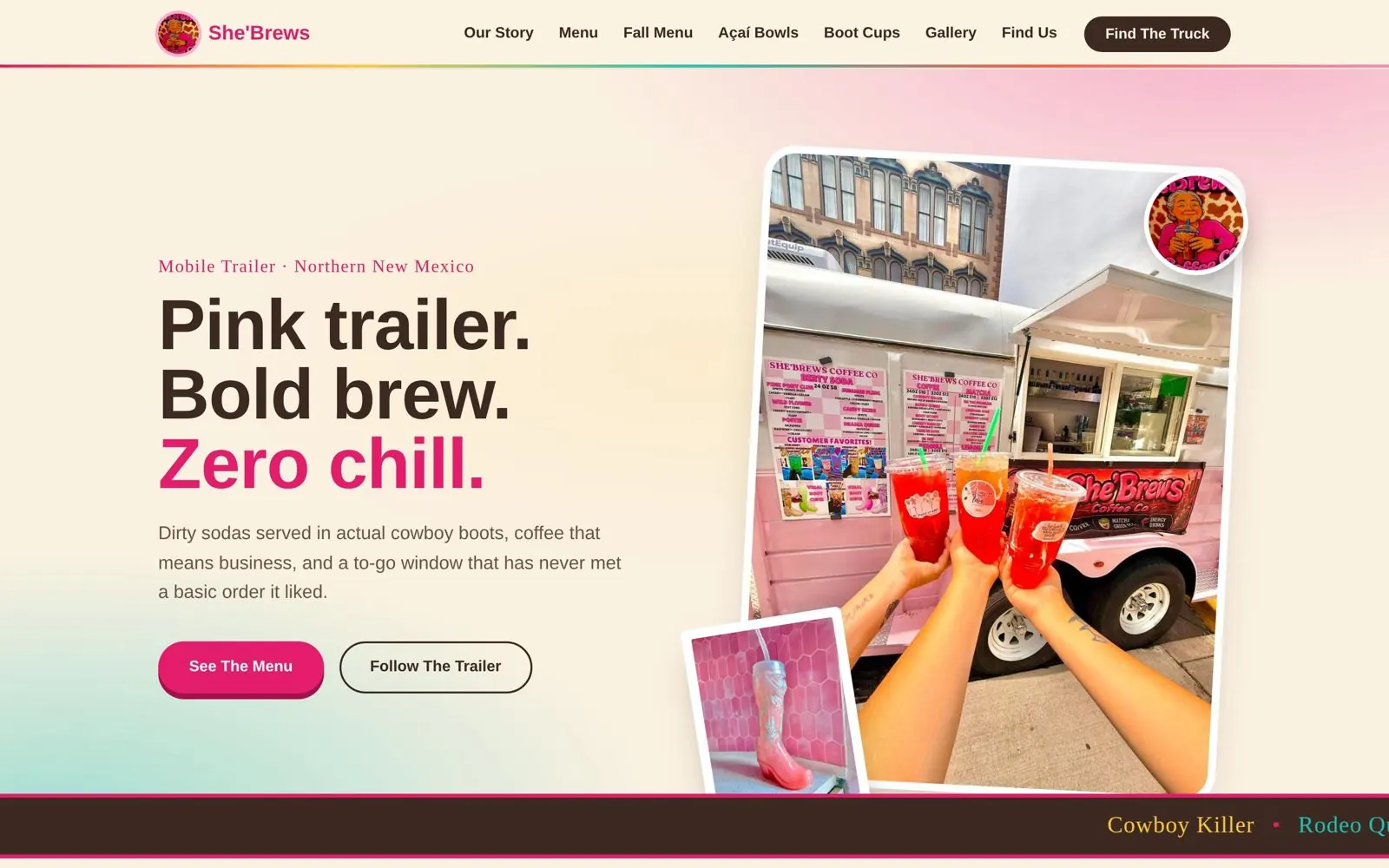 She'Brews Coffee Co. website homepage