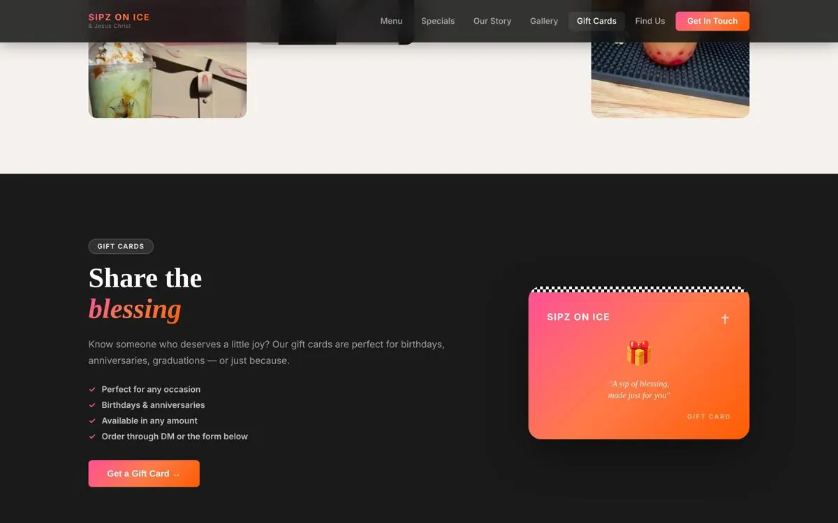 Sipz On Ice website, section 4